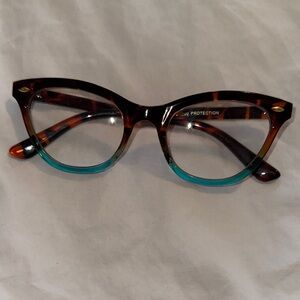 Tortoise Shell and Teal Cat-Eye Glasses